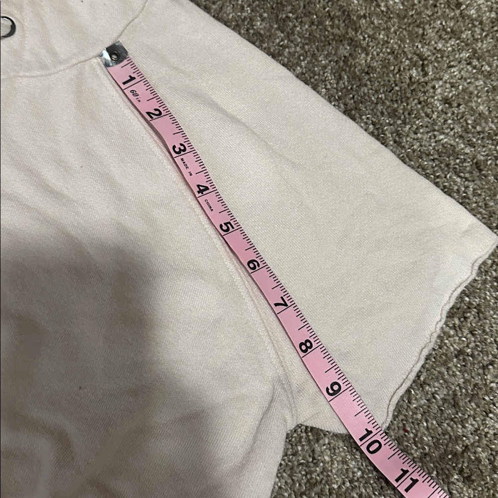 Light Pink Short Sleeve Zip Hoodie - Picture 8 of 13